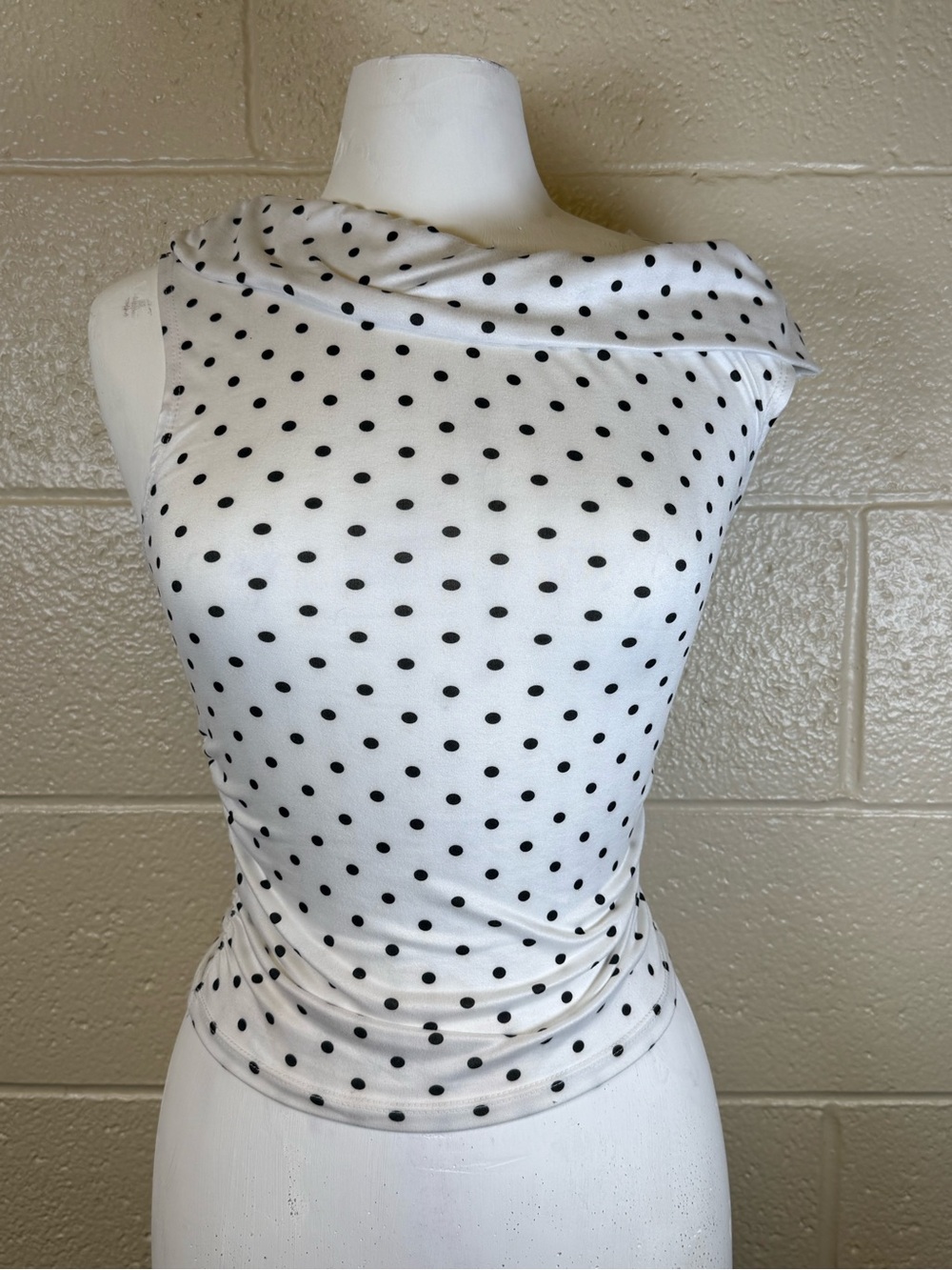 Dee Elly Women's Polka Dot Cowl Neck Camisole in White and Black